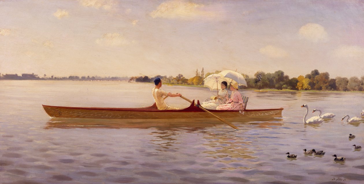 På Themsen av Giuseppe de Nittis (1846-1884) av Giuseppe or Joseph de Nittis