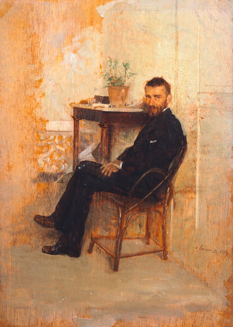Porträtt av Adriano Cecioni, av Giuseppe de Nittis (1846-1884) av Giuseppe or Joseph de Nittis