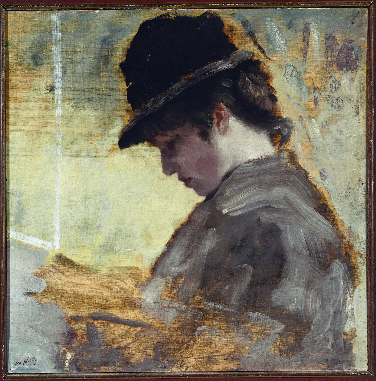 The English Girl (olja på duk av Giuseppe or Joseph de Nittis