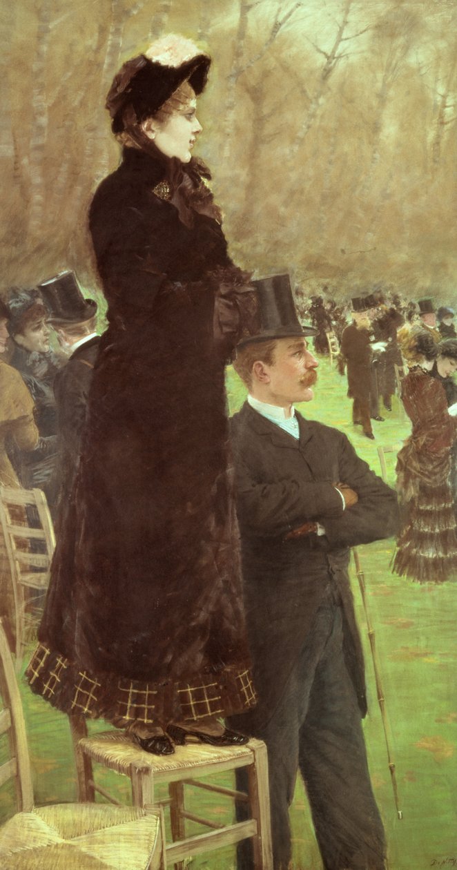 The Races at Auteuil, Paris (olja på duk) av Giuseppe or Joseph de Nittis