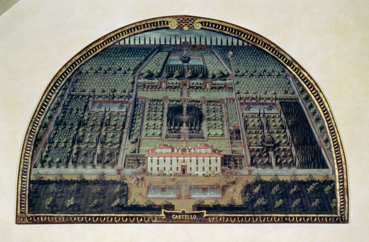 Villa di Castello från en serie lunetter med vyer av Medici-villorna, 1599 (tempera på panel) av Giusto Utens