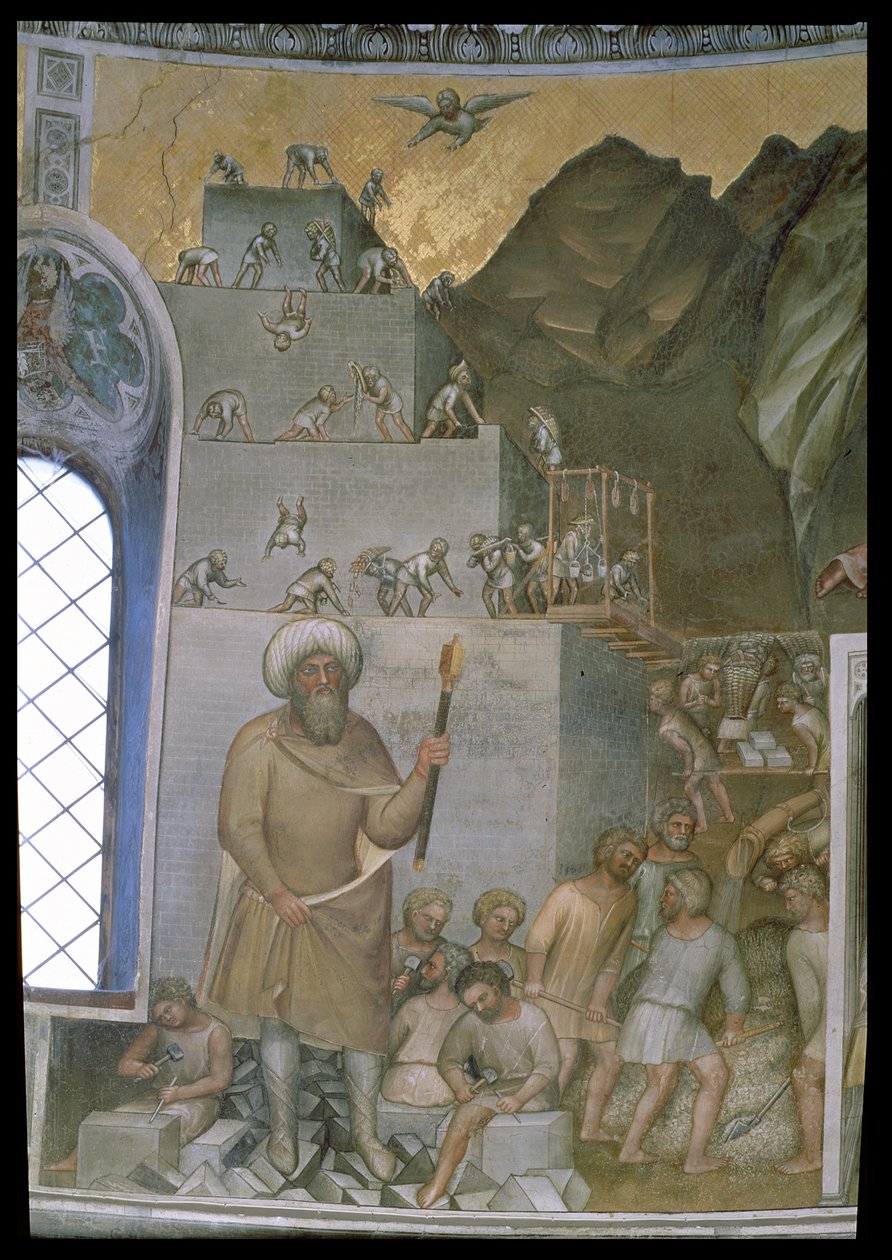 Byggandet av Babels torn, 1360-70 av Giusto di Giovanni de Menabuoi