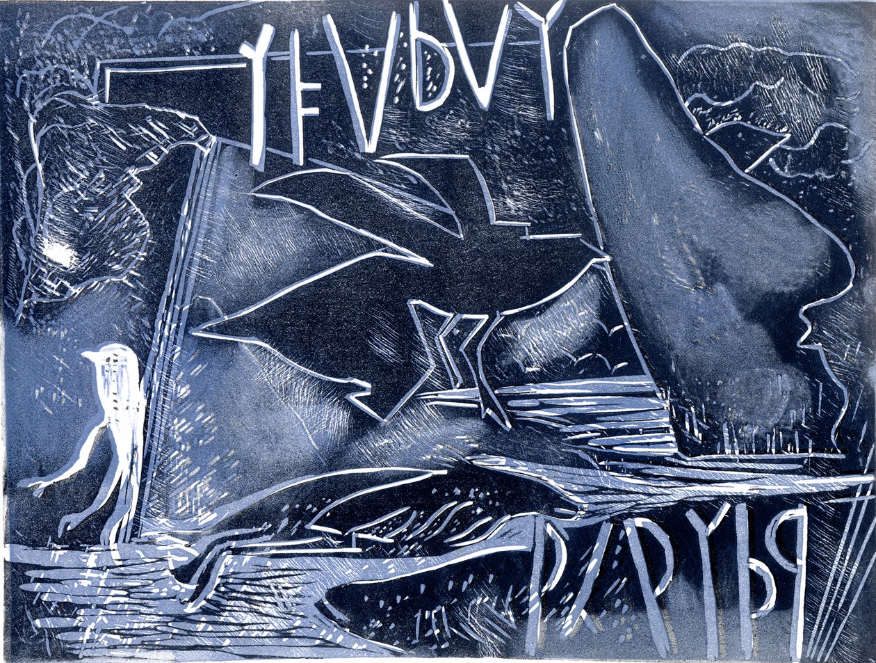 Under åren (linosnitt) av Gloria Wallington