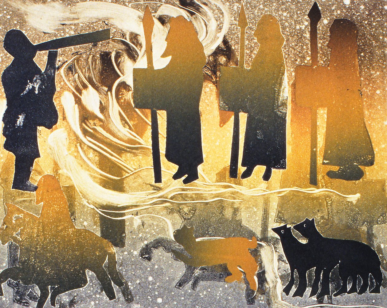 Pictish Melody, 2000 (monoprint) av Gloria Wallington