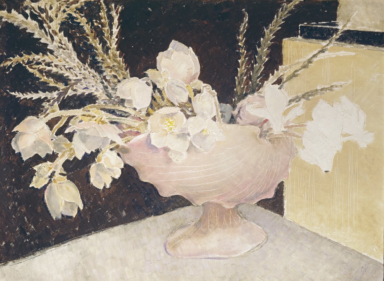 Cyclamen och julrosor, 1934 av Glyn Warren Philpot