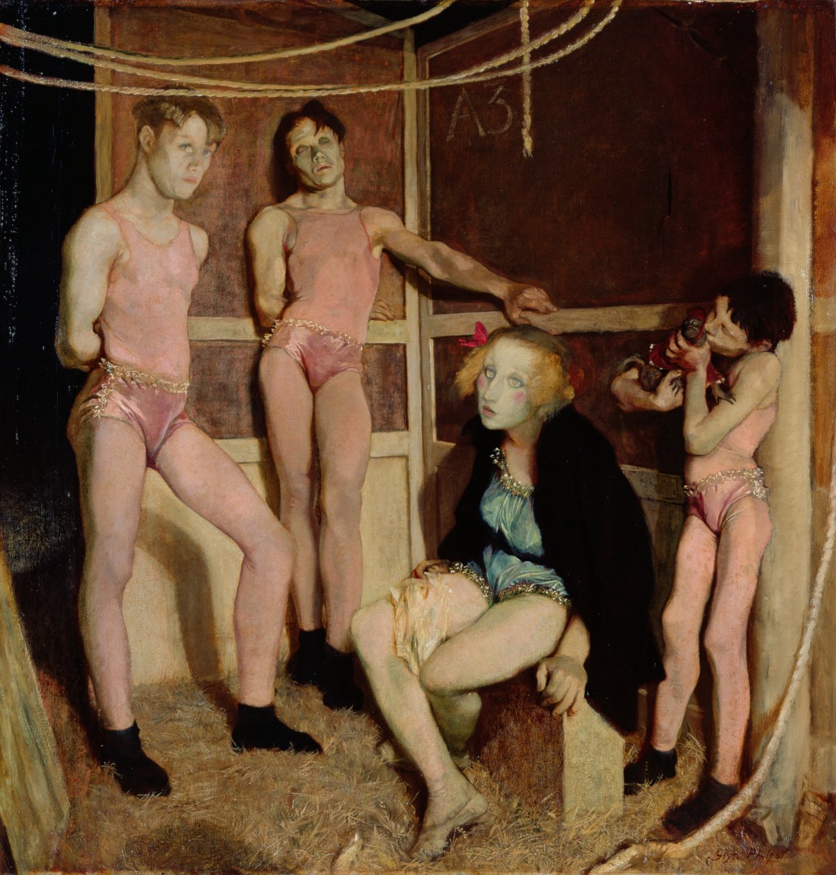 Vilande akrobater (olja på duk) av Glyn Warren Philpot
