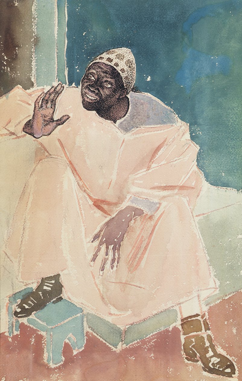 Sittande marockansk, 1936 (penna, bläck och wc på papper) av Glyn Warren Philpot
