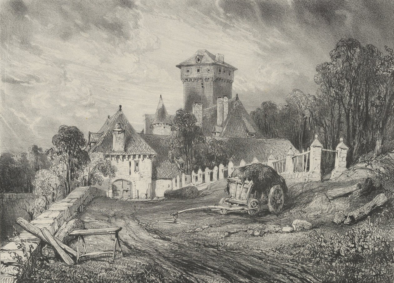 Slottet i Pesteil i Polminhac, 1832. av Godefroy Engelmann
