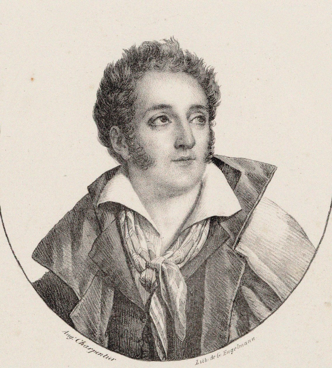 Porträtt av kompositören François Charles Mansui 1785-1847. av Godefroy Engelmann