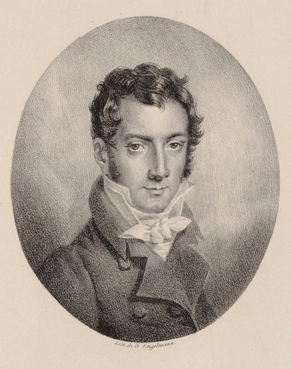 Porträtt av violinisten och kompositören Josef Mayseder 1789-1863. av Godefroy Engelmann