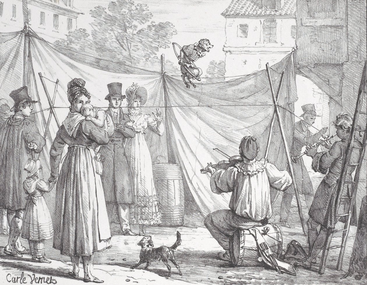 Apan och leoparden Apan, 1818. av Godefroy Engelmann