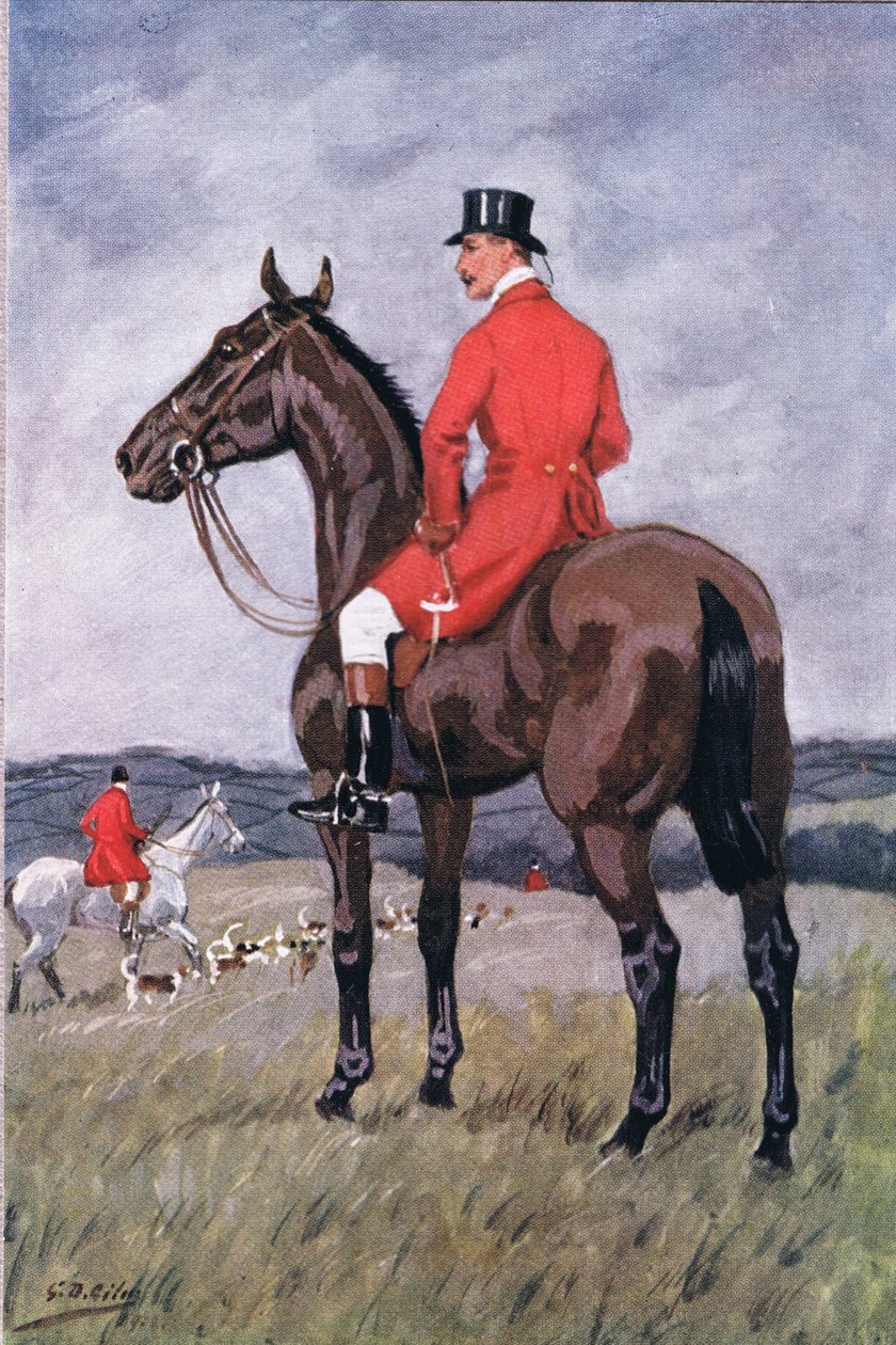 Genom översvämning och åker: Och en som red på en mörkbrun häst, från Poems of Adam Lindsay Gordon publicerad av T. N. Foulis, 1912 av Godfrey Douglas Giles