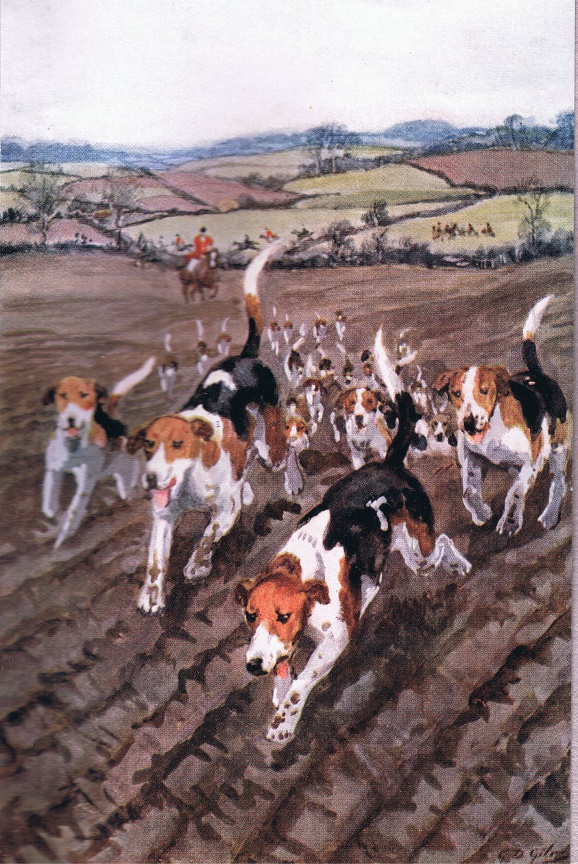 I Utrumque Paratus: I en skramlande bra galopp med hundar och hästar, från Poems of Adam Lindsay Gordon utgiven av T. N. Foulis, 1912 av Godfrey Douglas Giles