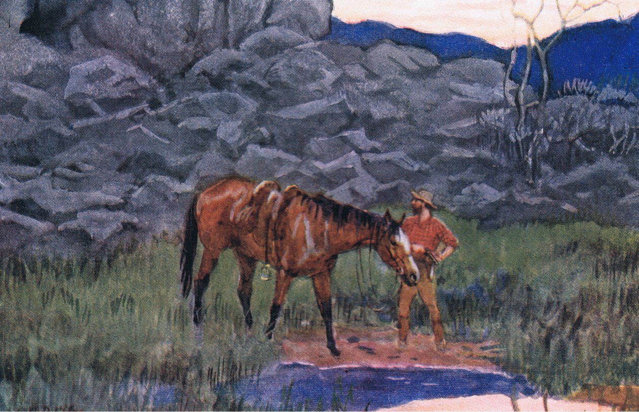 Wolf and hound, från Poems of Adam Lindsay Gordon publicerad av T. N. Foulis, 1912 av Godfrey Douglas Giles