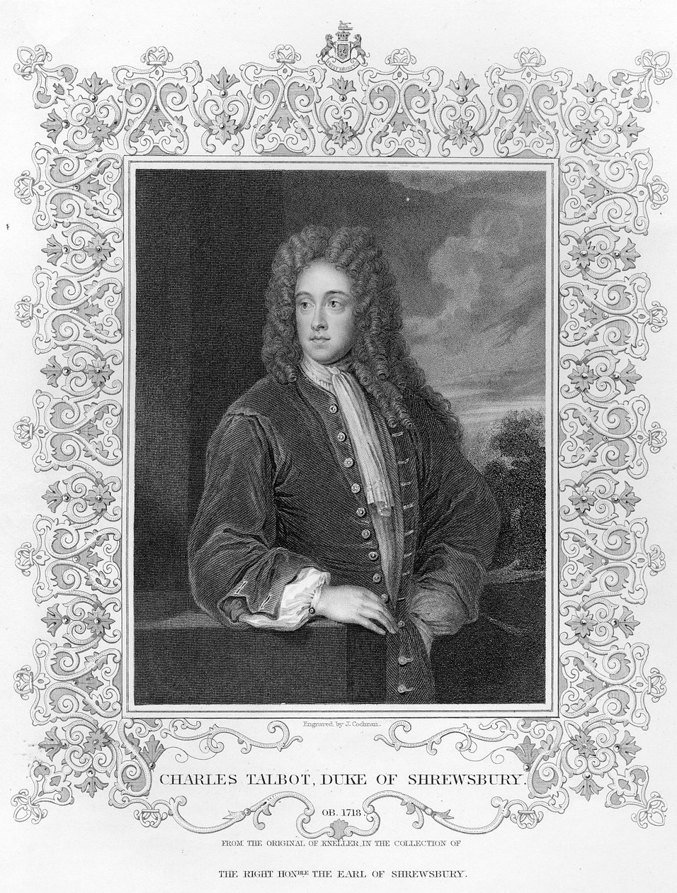 Charles Talbot, hertig av Shrewsbury, graverad av J. Cochran av Godfrey Kneller