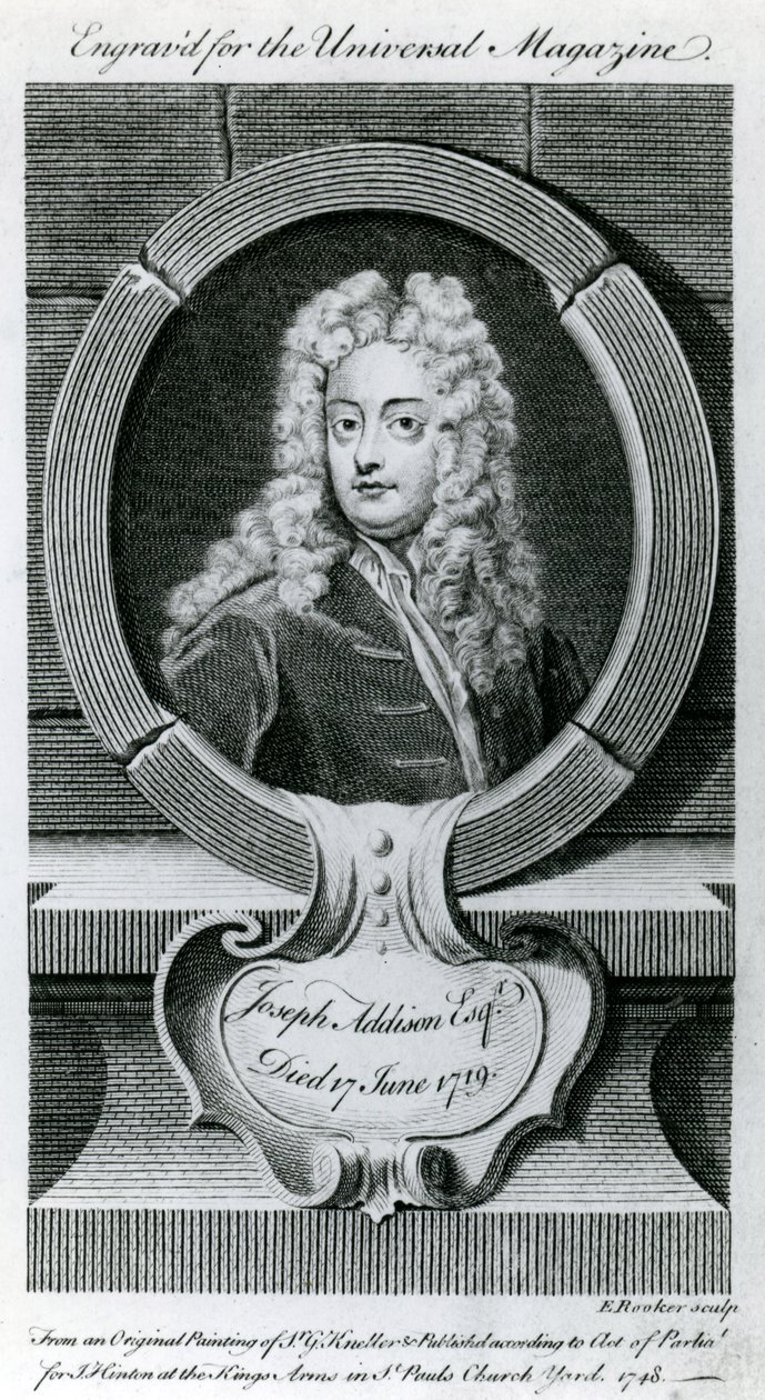 Joseph Addison, Esquire (1672-1719) Illustration till Universal Magazine, 1748 av Godfrey Kneller