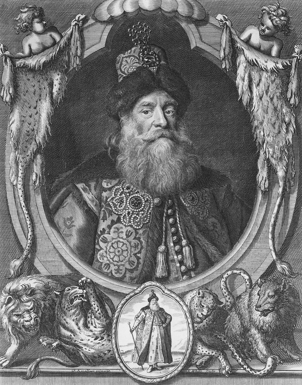 Peter John Potemkin, graverad av R. White av Godfrey Kneller