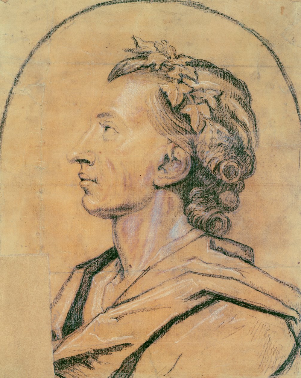 Porträtt av Alexander Pope (kol och vit krita på papper) av Godfrey Kneller
