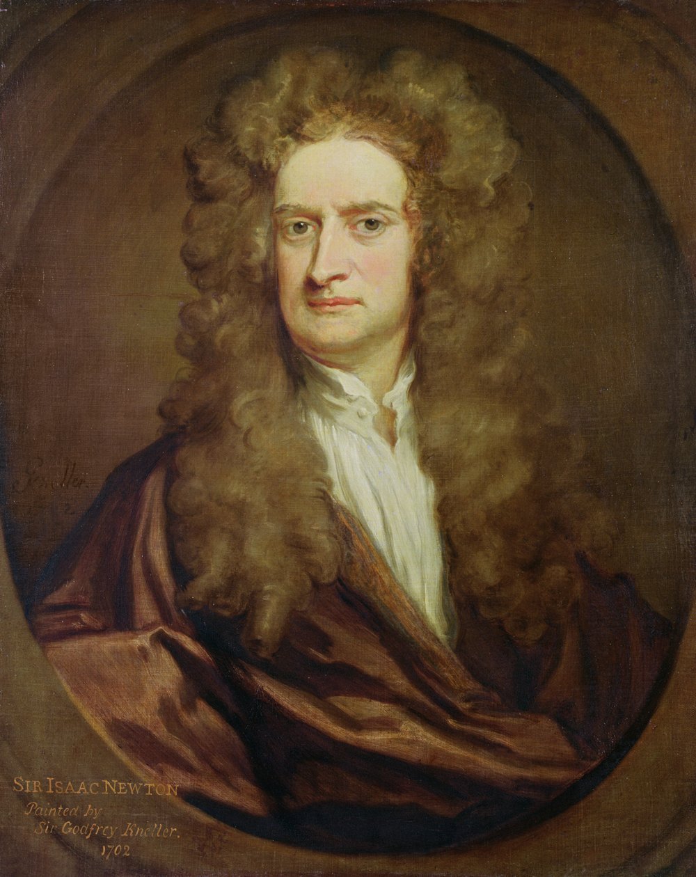 Porträtt av Isaac Newton (1642-1727) 1702 av Godfrey Kneller