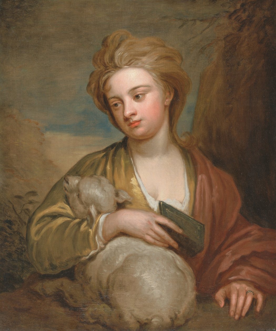 Portrait of a Woman as St. Agnes, Traditionally Identified as Catherine Voss av Godfrey Kneller