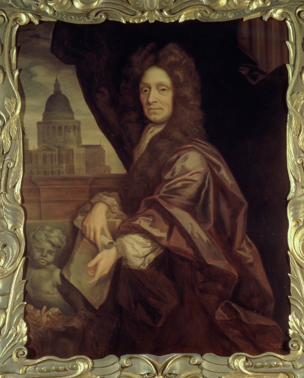 Sir Christopher Wren (1632-1723) kopierad av Edmund Dyer av Godfrey Kneller