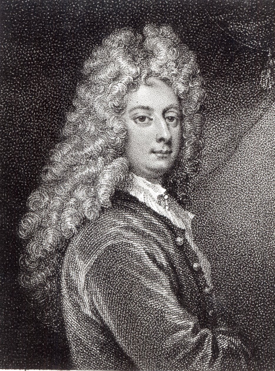 William Congreve (1670-1729) graverad av P.W.Tomkins av Godfrey Kneller
