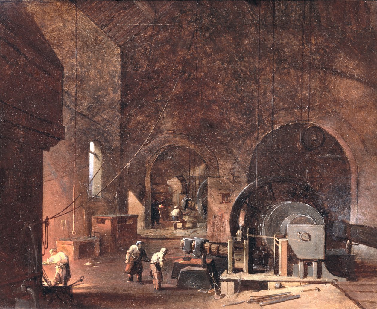 Interiör av ett järnbruk, ca 1850-60 av Godfrey Sykes