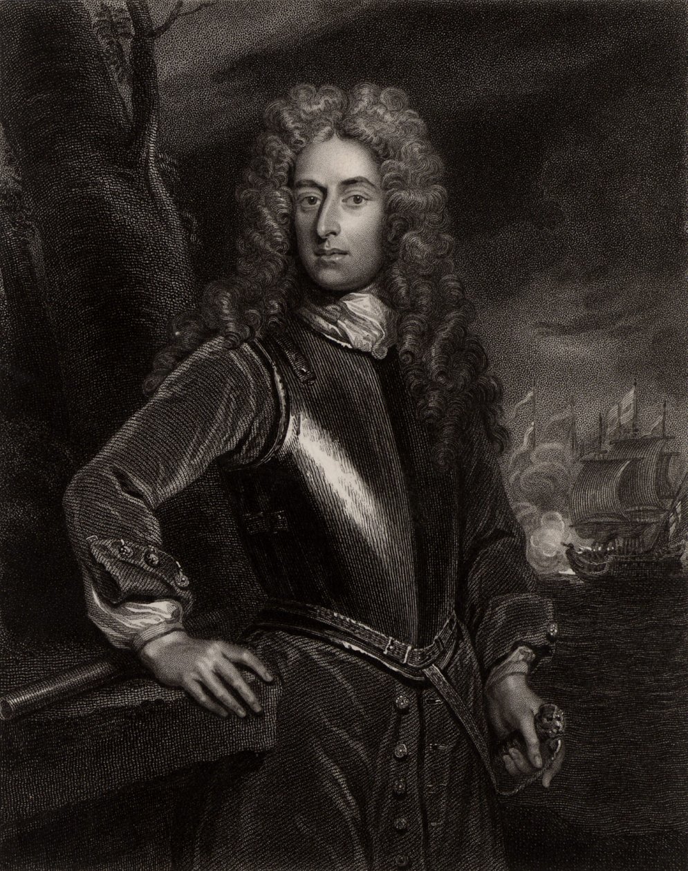 Porträtt av George Byng av Godfrey (after) Kneller