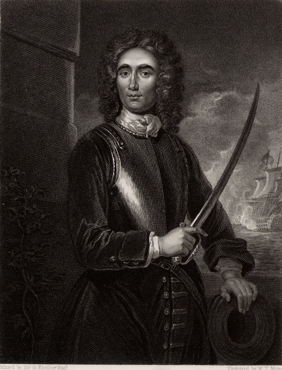 Porträtt av John Benbow av Godfrey (after) Kneller