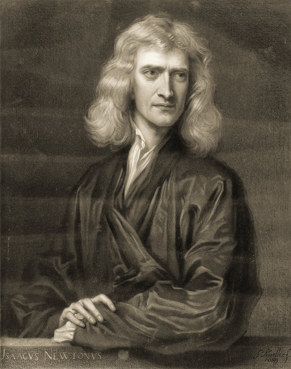 Porträtt av Sir Isaac Newton av Godfrey (after) Kneller