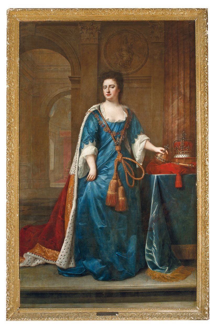 Porträtt av drottning Anne (1665-1714) av Godfrey (studio of) Kneller