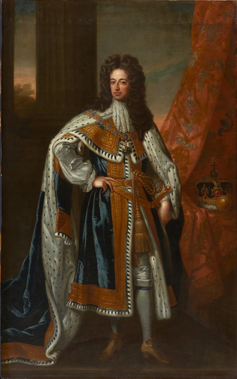 Statligt porträtt av kung William III (olja på duk) av Godfrey (studio of) Kneller