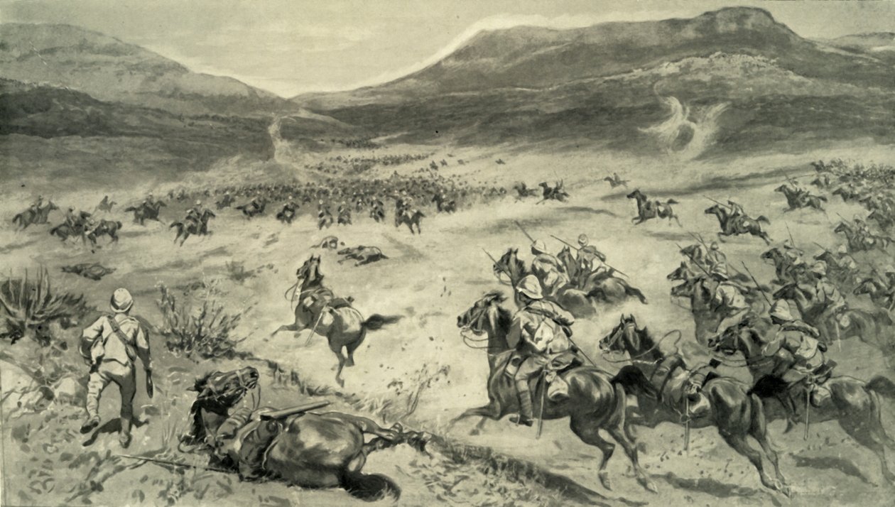 "The Last Stand Made By the Boers Before Kimberley-charge of British Cavalry", 1900 av Godfrey Douglas Giles