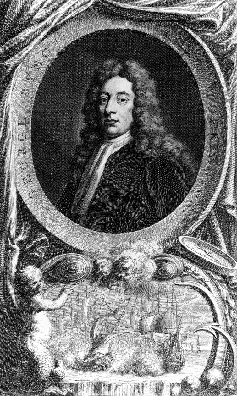 George Byng, 1:e Viscount Torrington, graverad av Jacobus Houbraken, 1747 av Godfrey Kneller