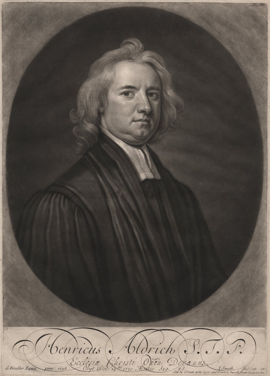 Henricus Aldrich, graverad av John Smith (1652-1743), 1696 (mezzotint) av Godfrey Kneller