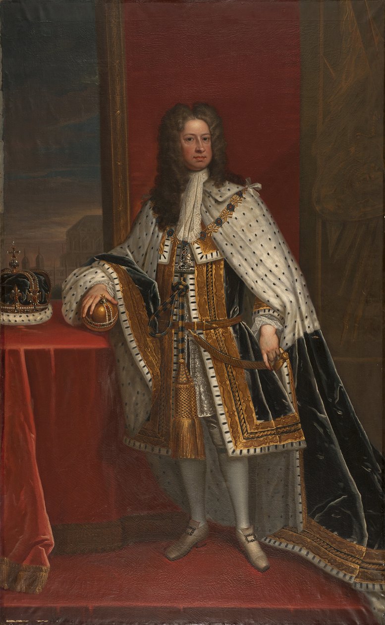 Le roi Georges I de Grande Bretagne (1660-1727) - Porträtt av George I av Storbritannien, av Kneller, Sir Gotfrey (1646-1723). Olja på duk. Mått: 239x148,5 cm. Nationalmuseum Stockholm av Godfrey Kneller