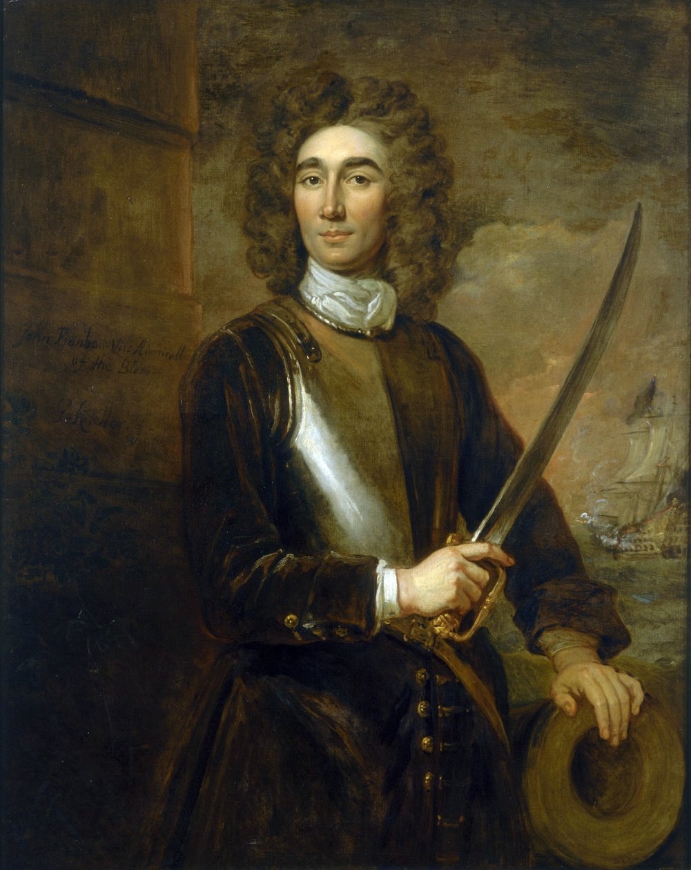Porträtt av viceamiral John Benbow (1653-1702). Olja på duk av Godfrey Kneller
