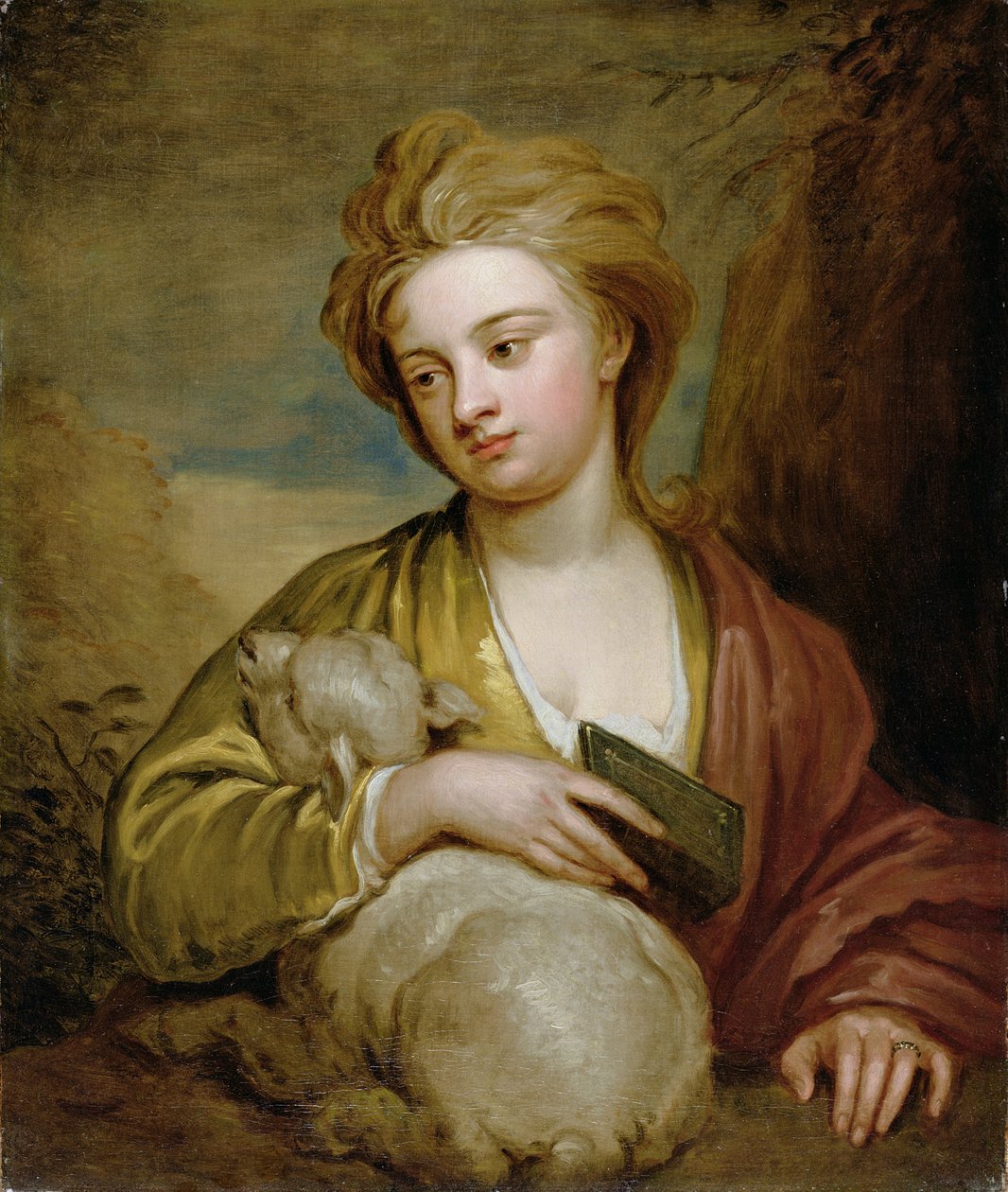 Portrait of a Woman as St. Agnes, traditionellt identifierad som Catherine Voss, ca 1705-10 (olja på duk) av Godfrey Kneller