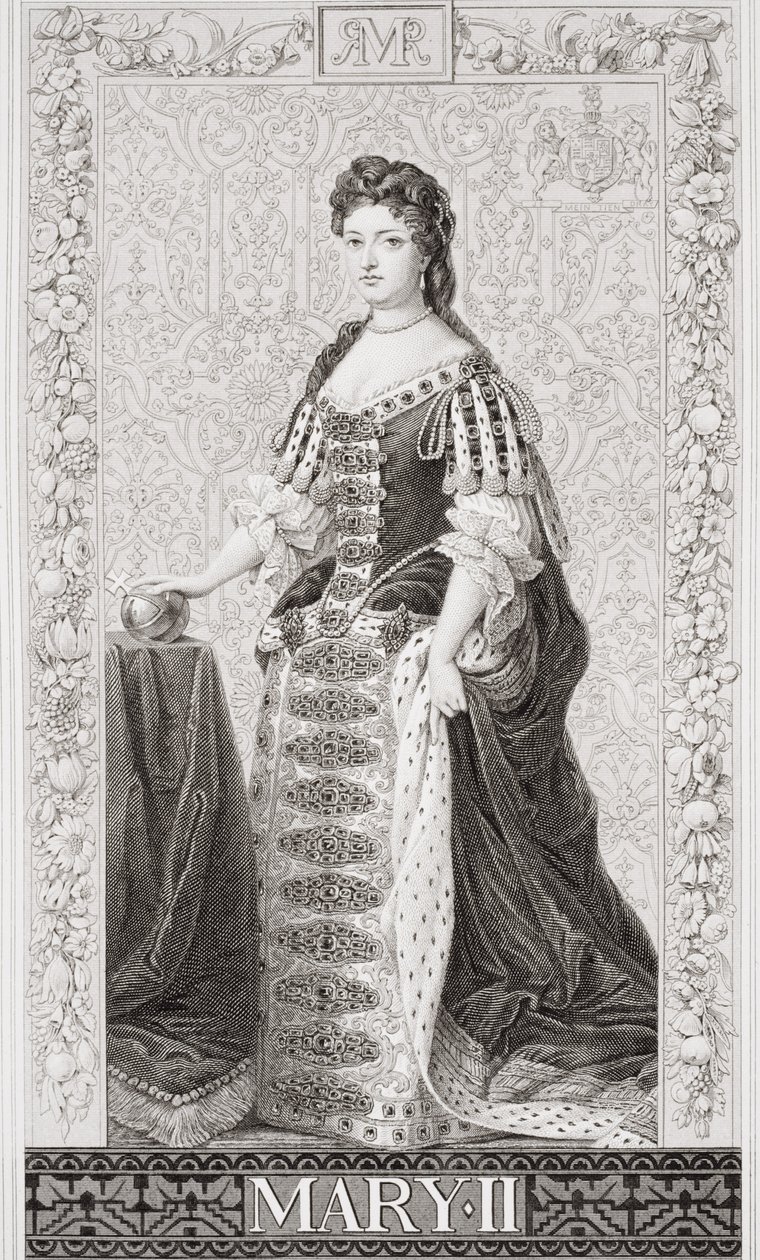 Drottning Mary II (1662-94) från "Illustrationer av engelsk och skotsk historia", volym II. av Godfrey Kneller