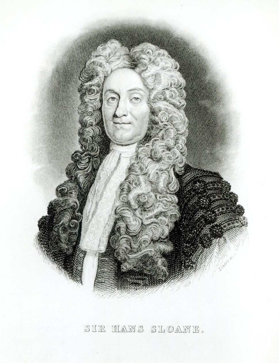 Sir Hans Sloane (1660-1753) graverad av William Home Lizars (1788-1859) för Sloanes memoarer i Jardine
