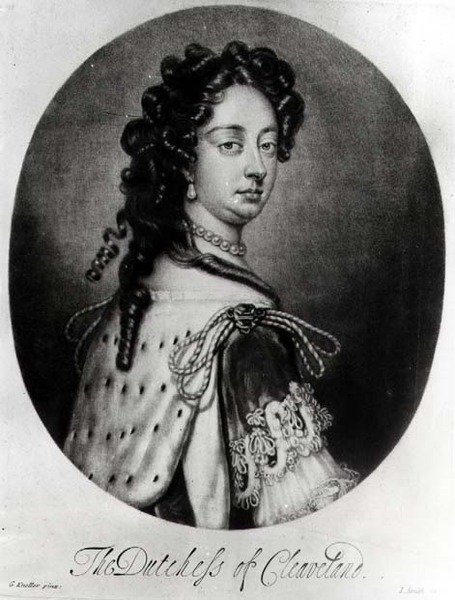 Porträtt av Barbara Villiers, hertiginna av Cleveland (1641-1709) graverad av J. Smith av Godfrey after Kneller