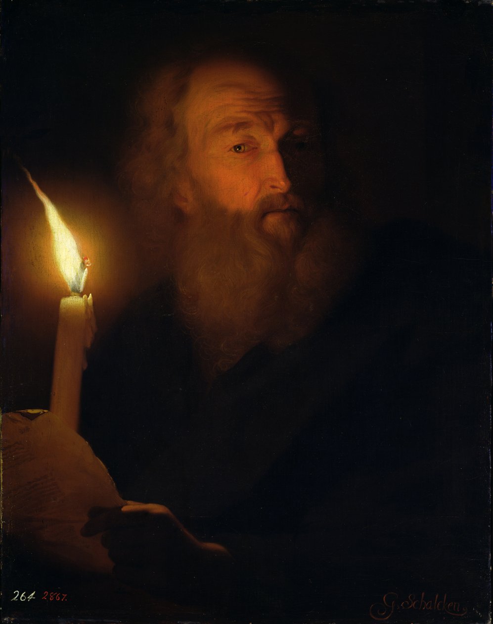 Man med ett ljus (konstgjord ljuseffekt) av Godfried Schalcken