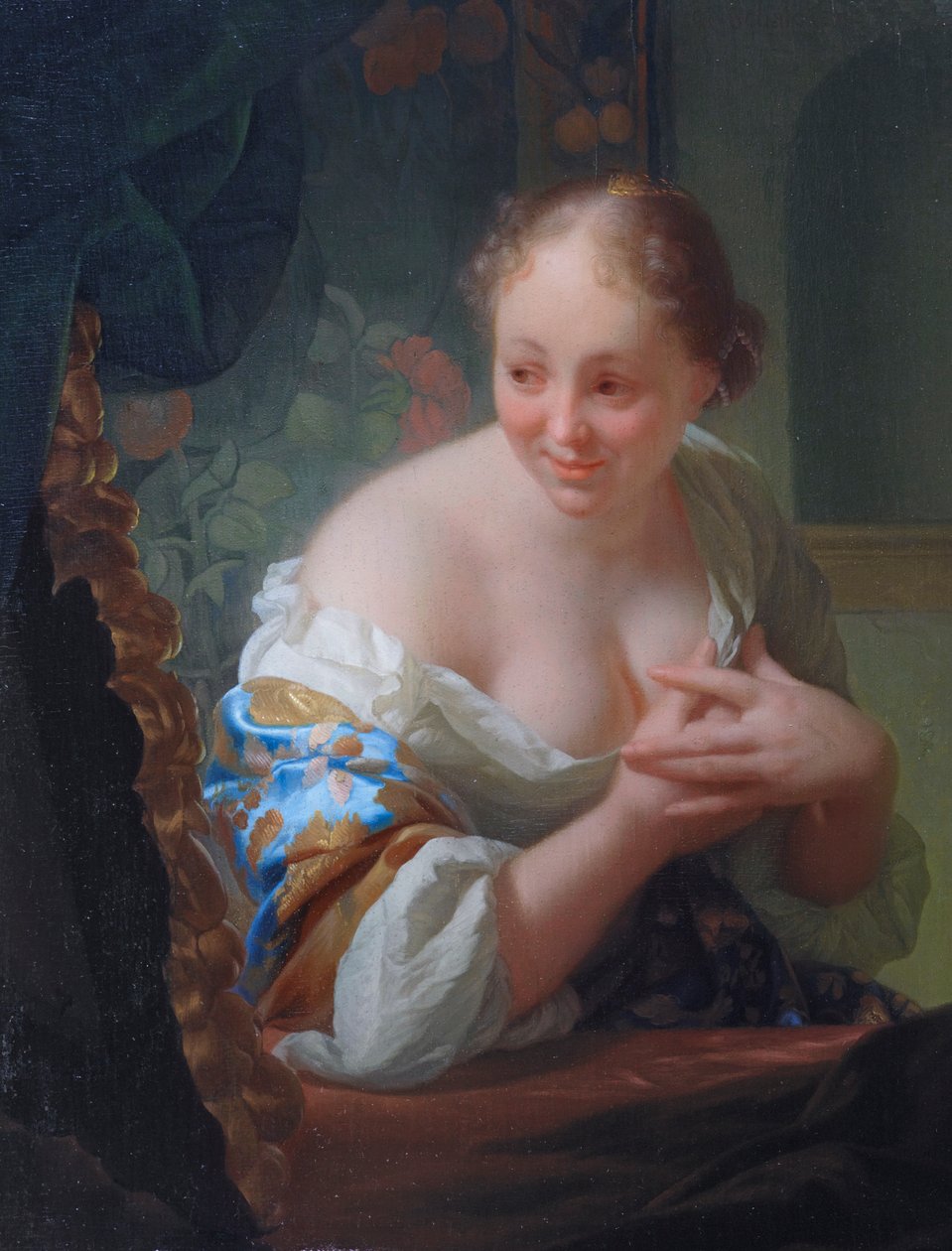 Ung kvinna framför en spegel av Godfried Schalcken