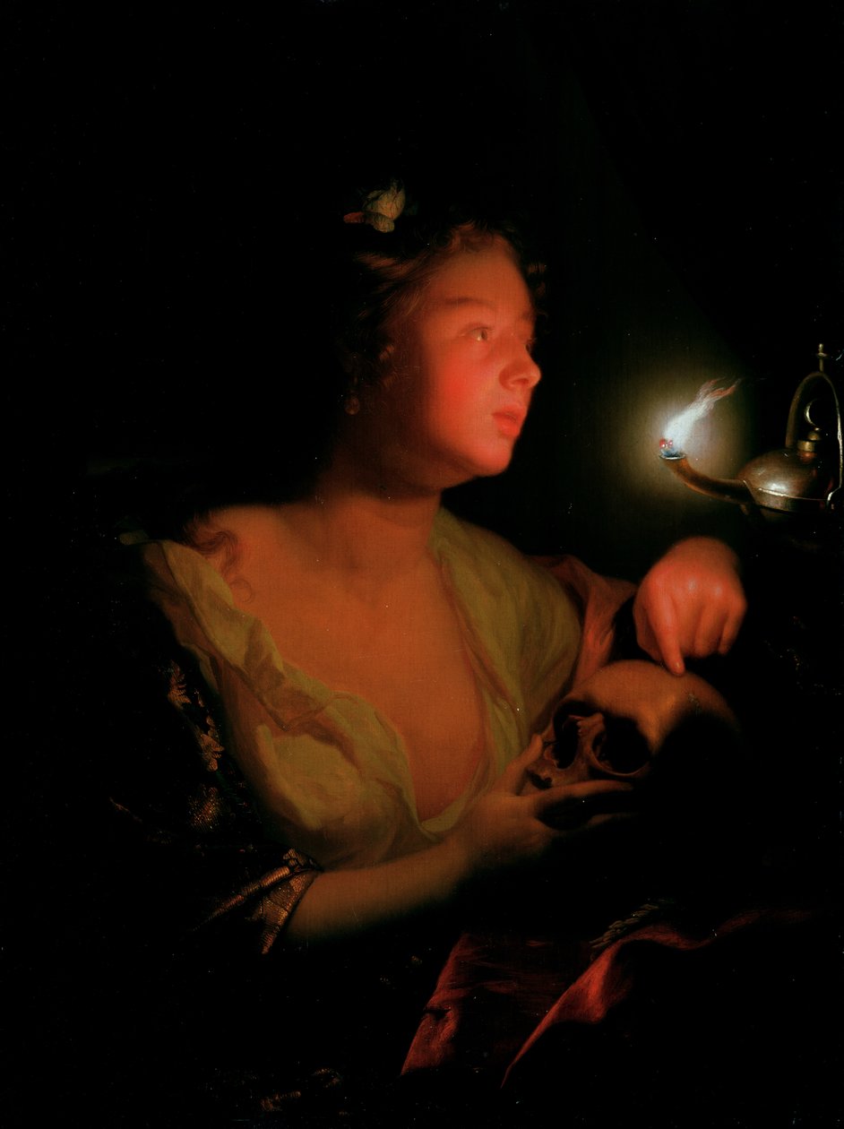 Mary Magdalene Grieving (olja på ekpanel) av Godfried Schalcken