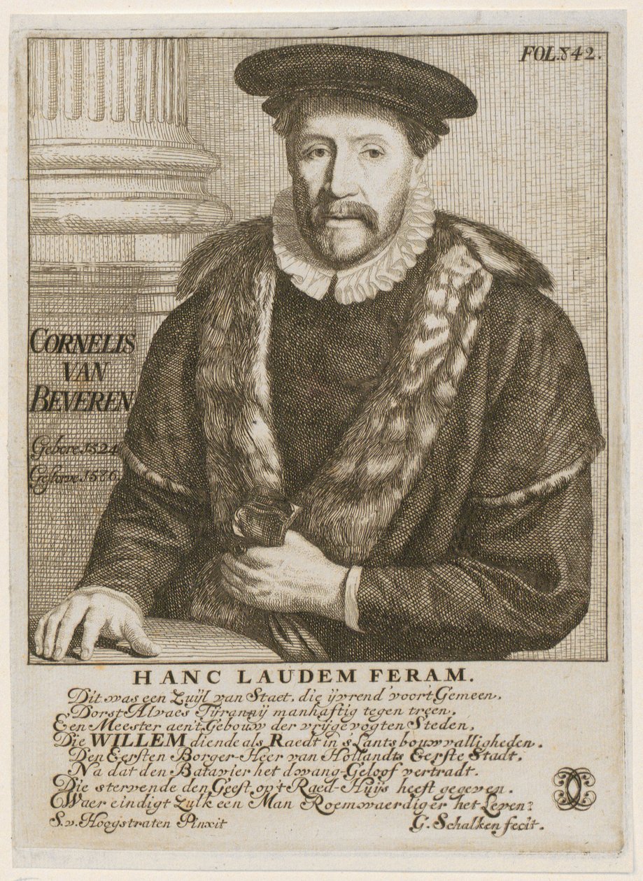 Porträtt av Cornelis Beveren, borgmästare i Dordrecht av Godfried Schalcken