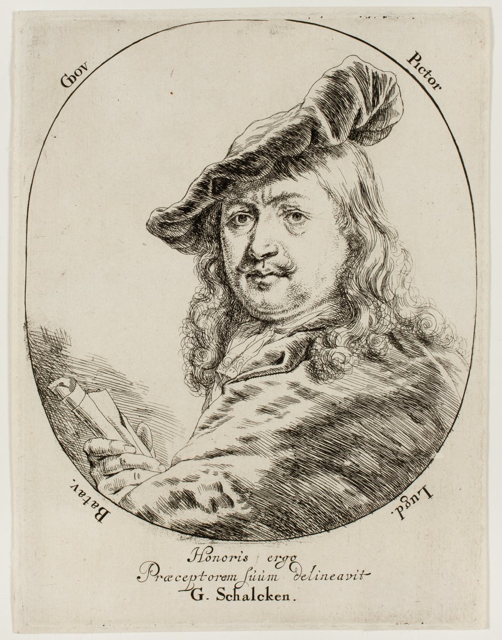 Porträtt av målaren Gerard Dou av Godfried Schalcken