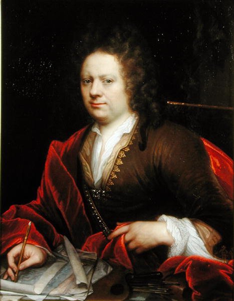 Porträtt av en konstnär (olja på duk) av Godfried Schalcken