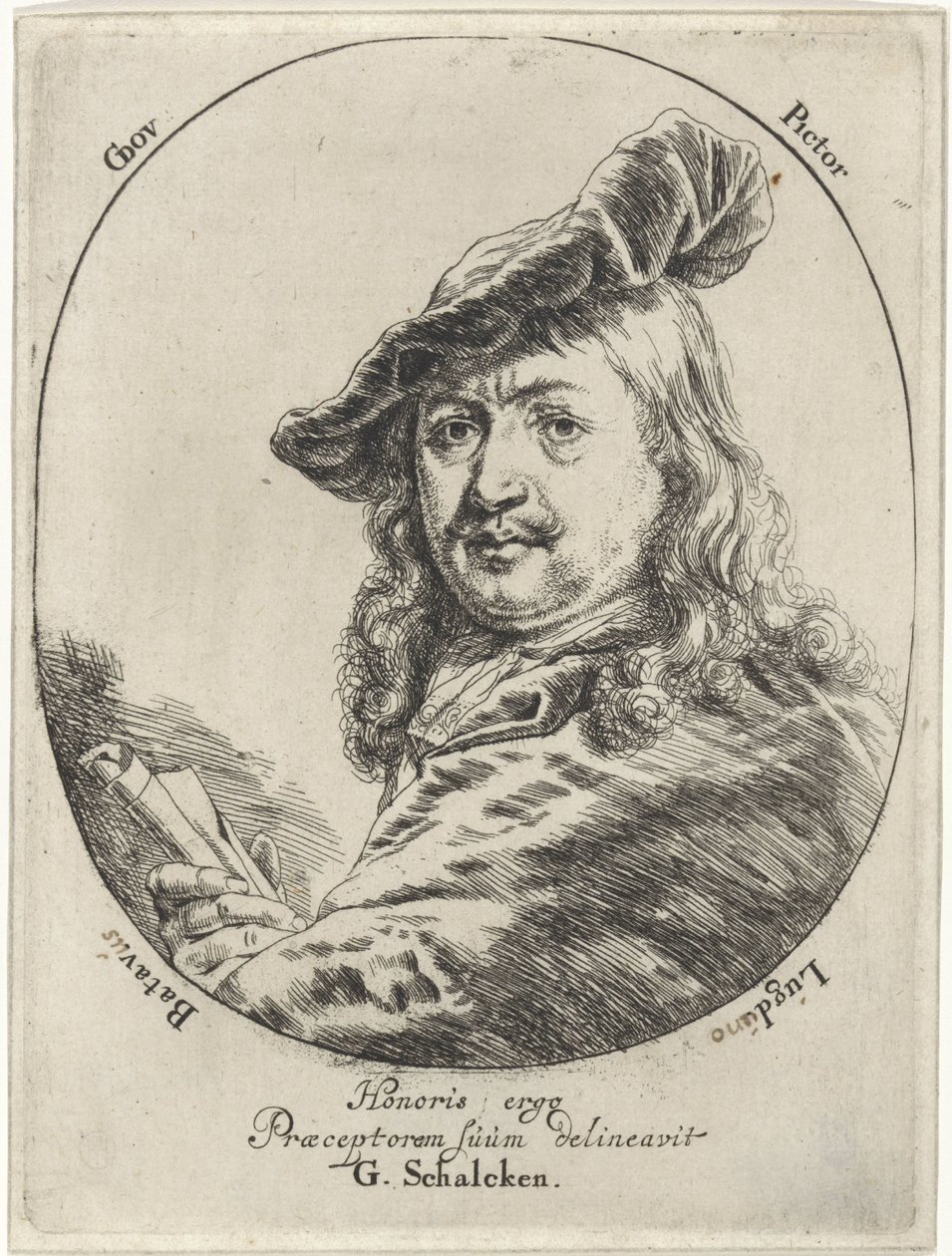 Porträtt av Gerard Dou av Godfried Schalcken