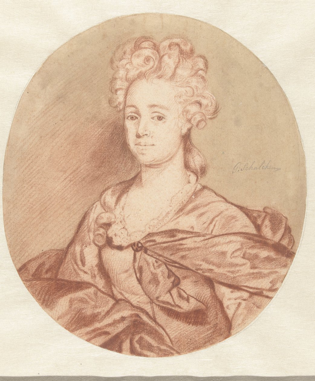 Porträtt av en okänd kvinna, i oval av Godfried Schalcken