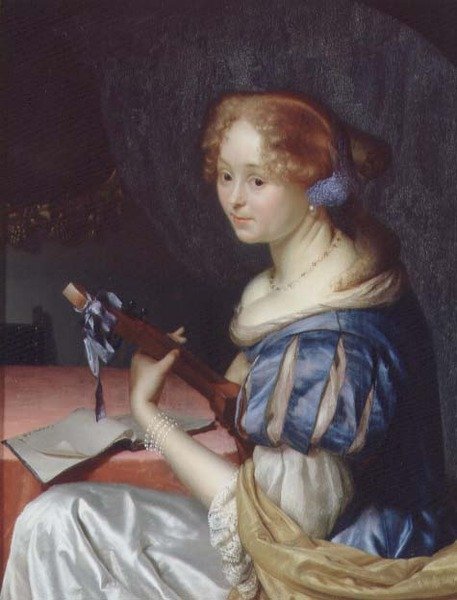 Lutespelaren (panel) av Godfried Schalcken